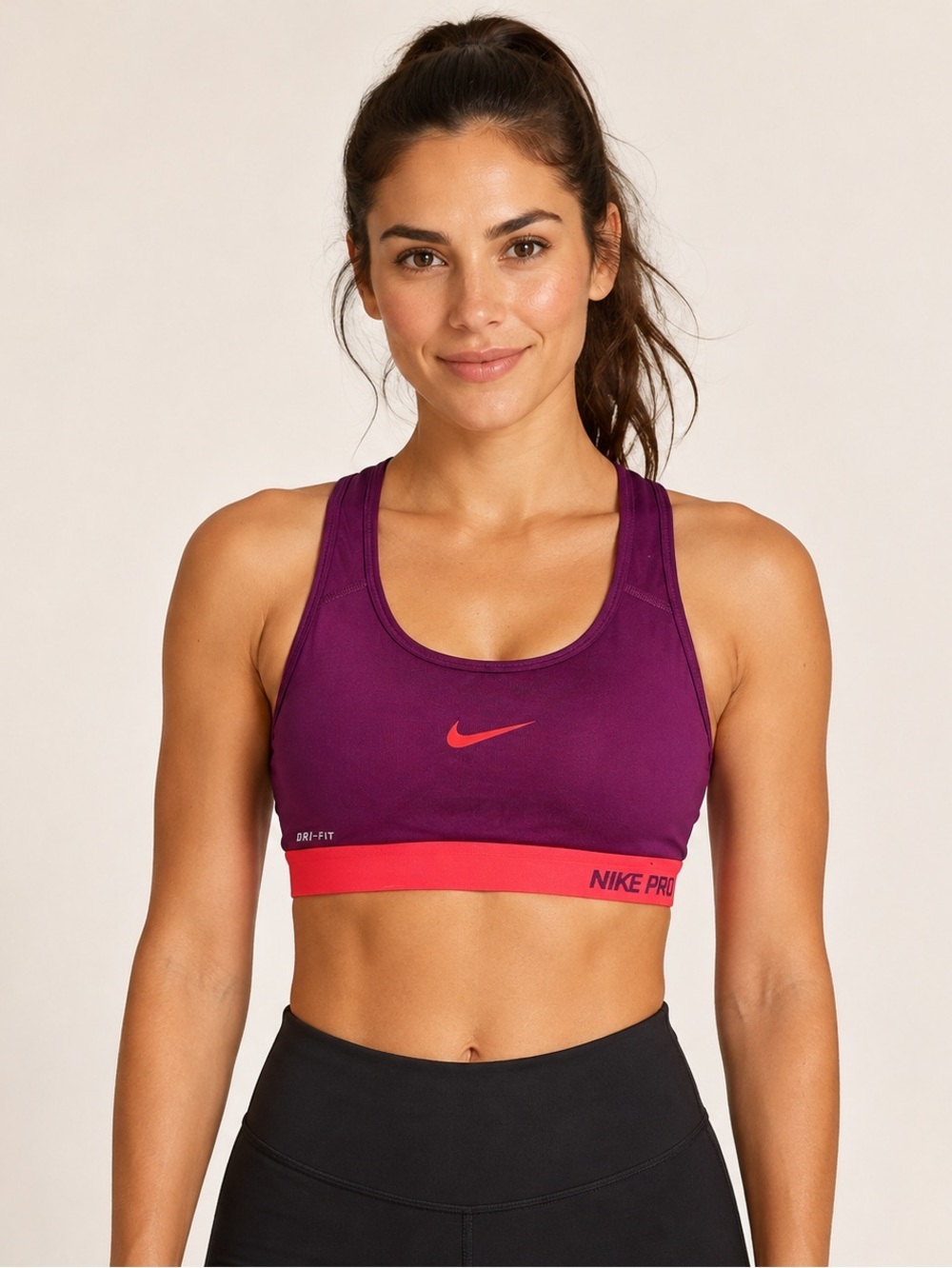 Nike Pro Women's Purple & Coral Sports Bra - Size S